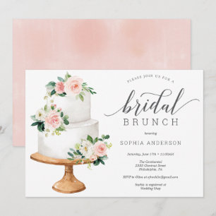 Fête des mariées de gâteau Floral Blush Invitation