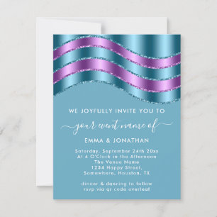 Fête des mariées de Mariage de code QR violet bleu