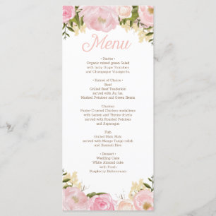 Fête des mariées de menu Floral rose Mariage