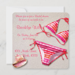 Fête des mariées De Plage Avec Invitations Bikini