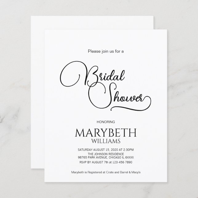 Fête des mariées de script simple et élégant du bu (Devant / Derrière)