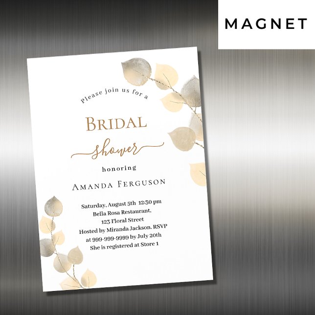 Fête des mariées dorée pousses d'eucalyptus luxe (Créateur téléchargé)