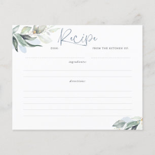 Fête des mariées Dusty Blue Greenery Recette Card