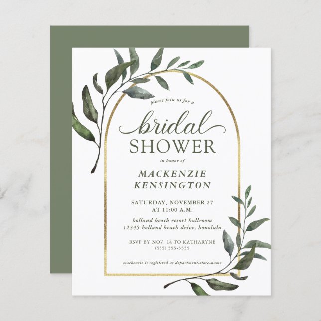 Fête des mariées Elegant Eucalyptus Gold Arch budg (Devant / Derrière)