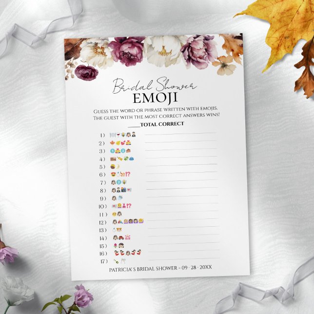 Fête des mariées Emoji | Carte photo florale autom (Créateur téléchargé)