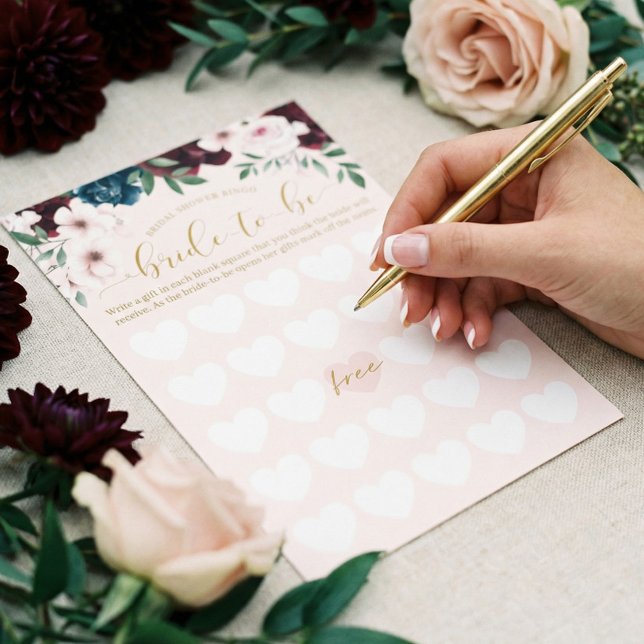 Fête des mariées Épouse à devenir Bingo Aquarelle  (Bridal Shower Bride-To-Be Bingo Watercolor Florals)