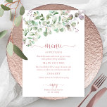 Fête des mariées Eucalyptus vert Menu Invitation<br><div class="desc">Fête des mariées Eucalyptus vert Menu Invitation</div>