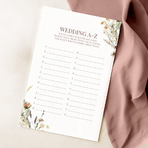 Fête des mariées Fleur sauvage aquarelle A-Z Jeu