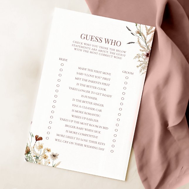 Fête des mariées Fleur sauvage Aquarelle Devinez Q (Créateur téléchargé)