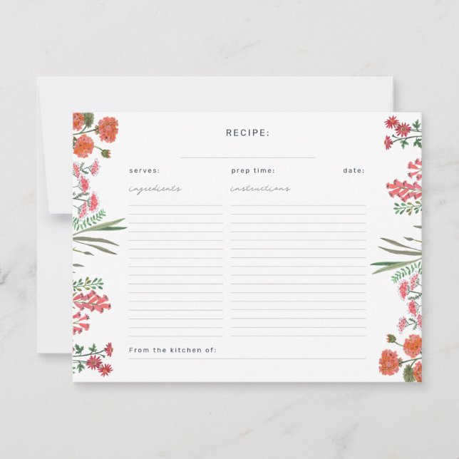 Fête des mariées fleur sauvage Recette de la carte (Devant)