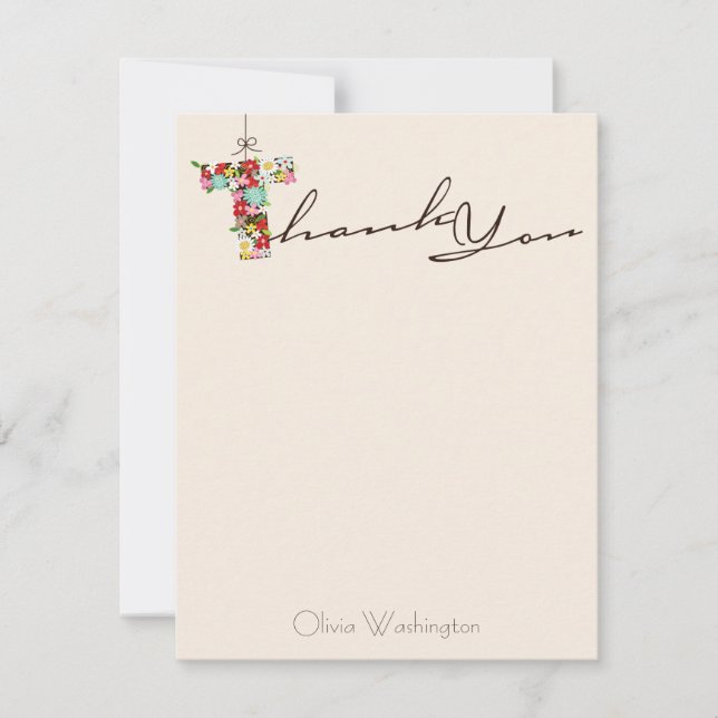 Fête des mariées Fleurs de ressort Carte de remerc (Devant)