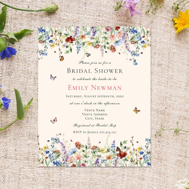 Fête des mariées Fleurs sauvages et papillons budg (Créateur téléchargé)