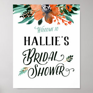 Fête des mariées florale automne Affiche de bienve