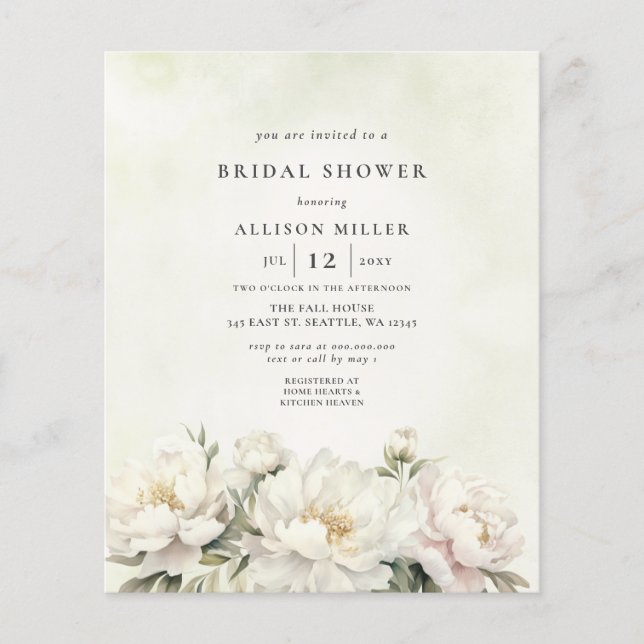 Fête des mariées florale blanche Budget (Devant)