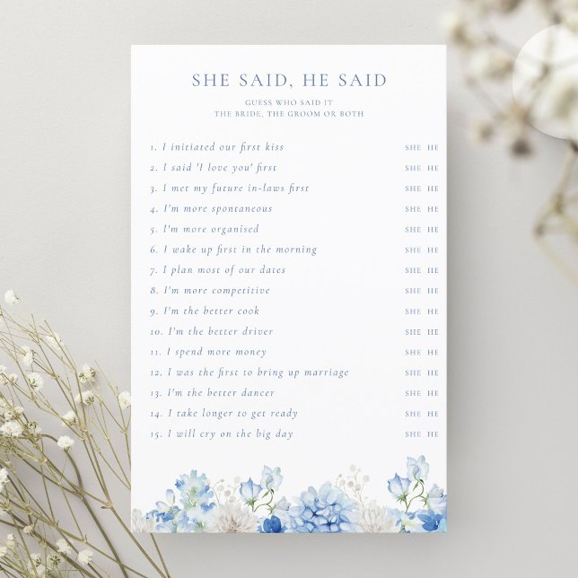 Fête des mariées Florale Bleue Elle Dit Qu'Il A Di (Créateur téléchargé)