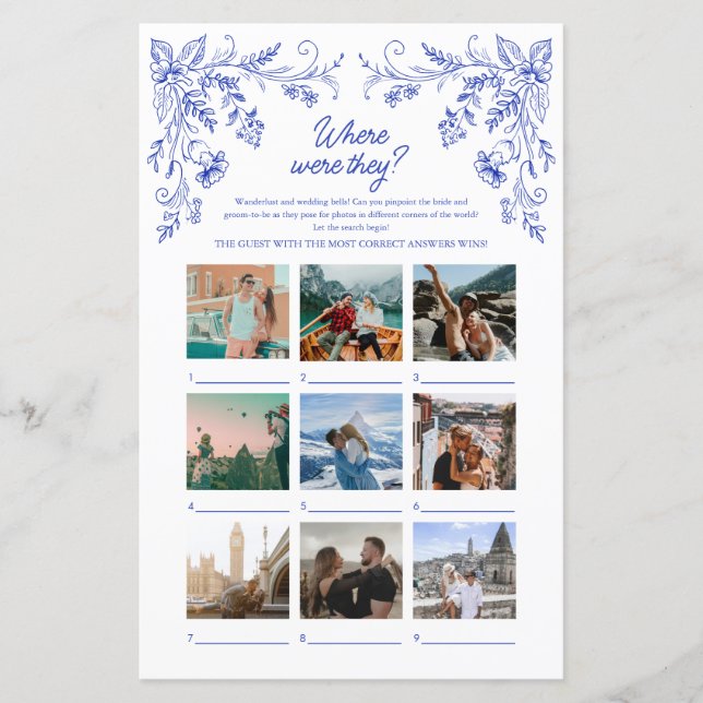 Fête des mariées Florale Bleue Où étaient-ils (Devant)