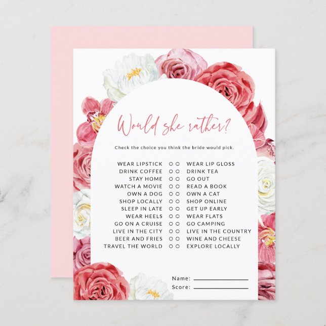 Fête des mariées Florale Rose Plairait-Elle Plutôt (Devant / Derrière)