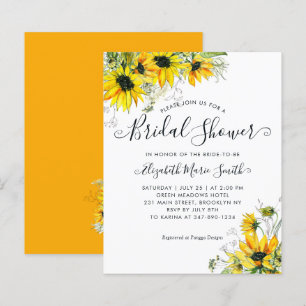 Fête des mariées florale Tournesol jaune Invitatio
