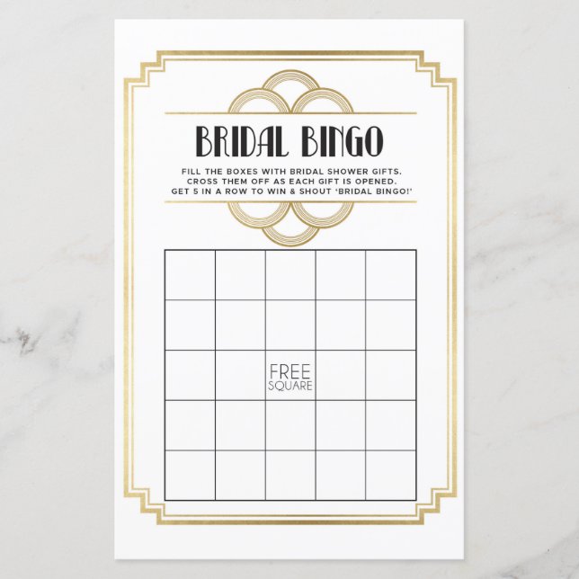 Fête des mariées Games Bingo Jeu Mariage Art Déco (Devant)