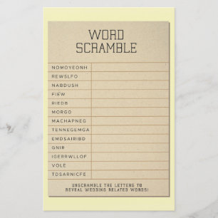 Fête des mariées Games Fun Word Scramble Library C