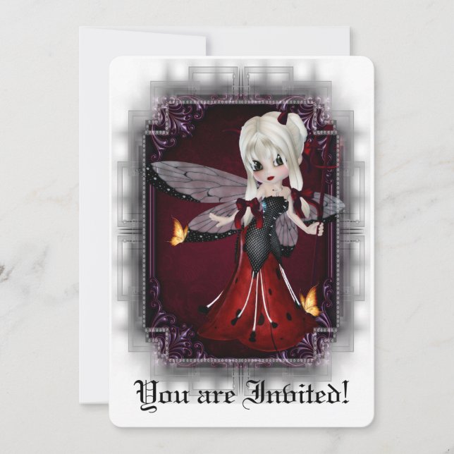 Fête des mariées gothique Invitation Little Devil  (Devant)