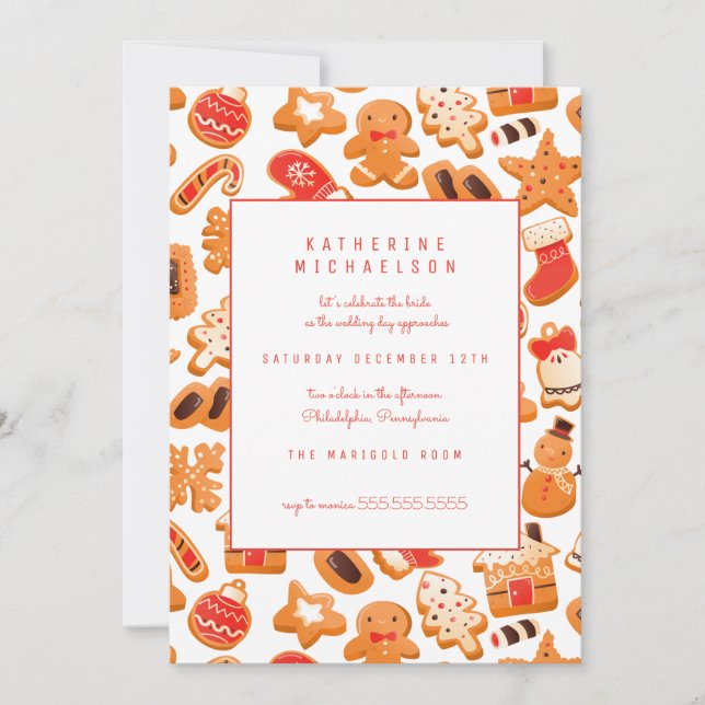 FÊTE DES MARIÉES | Invitation de cookies de pain d (Devant)