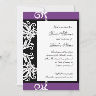 Fête des mariées Invitation noir blanc pourpre dam
