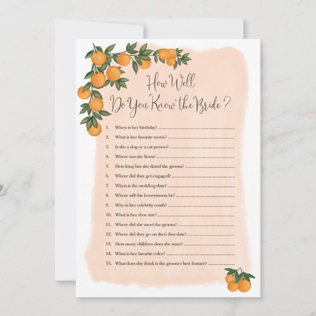 Fête des mariées Jeu Comment bien connaissez-vous  (Devant)