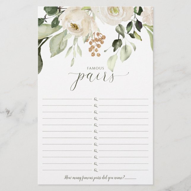 Fête des mariées Jeu Couples célèbres - Fameux pai (Devant)