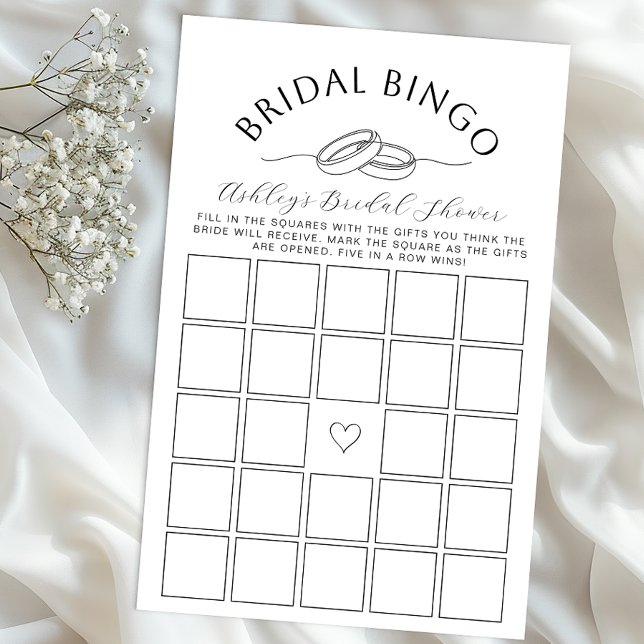 Fête des mariées Jeu de Bingo avec anneaux Concept (Bridal Bingo)