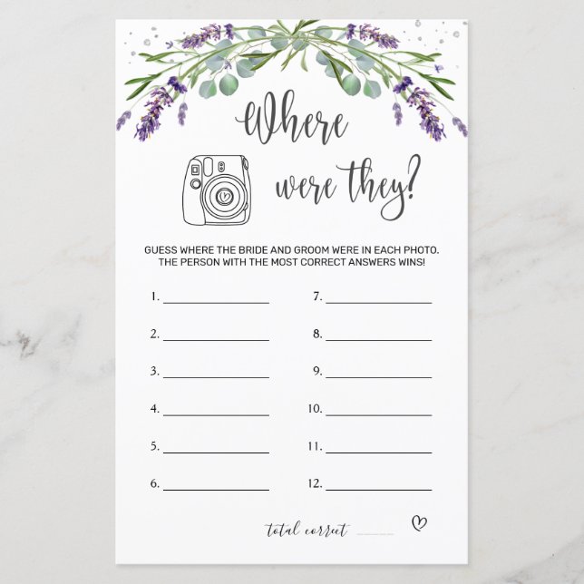 Fête des mariées Jeu Où Étaient-Ils Circulaire (Devant)
