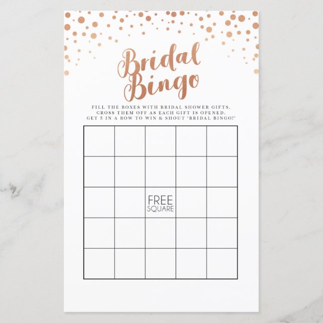 Fête des mariées Jeux Bingo Jeu Mariage Rose Gold (Devant)