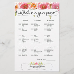 Fête des mariées Jeux sac bingo, rose floral 3605