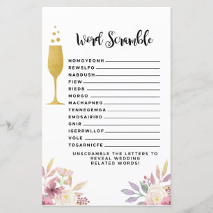 Fête des mariées Jeux Word Scramble Game Champagne