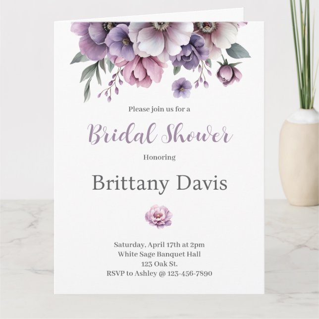 Fête des mariées Lavender Floral Invitation (Devant)