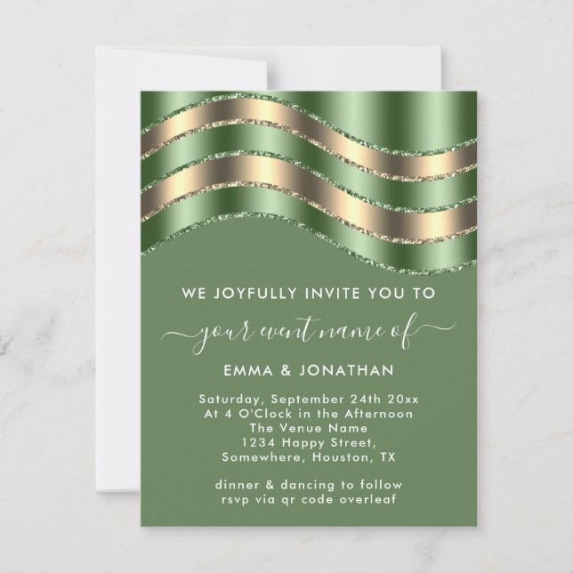 Fête des mariées Mariage de code QR Mint vert or (Devant)