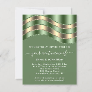 Fête des mariées Mariage de code QR Mint vert or