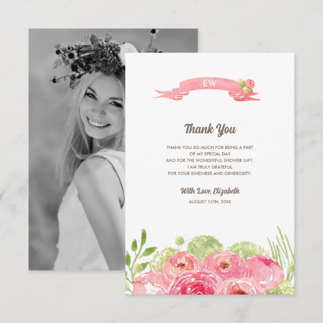 Fête des mariées Merci Cartes photos personnalisés (Devant / Derrière)