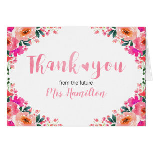 Fête des mariées Merci rose Fleurs et coeur