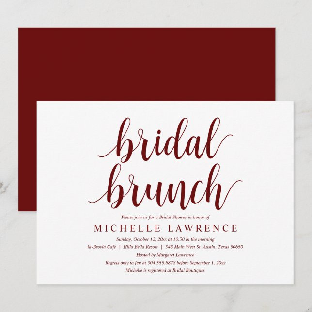 Fête des mariées moderne Brunch Fête Invitation (Devant / Derrière)