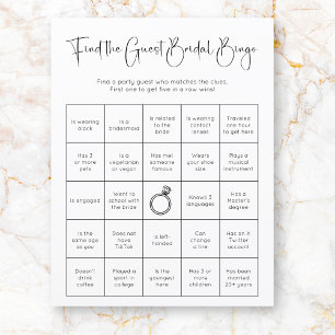 Fête des mariées Moderne Trouvez Le Jeu De Bingo I