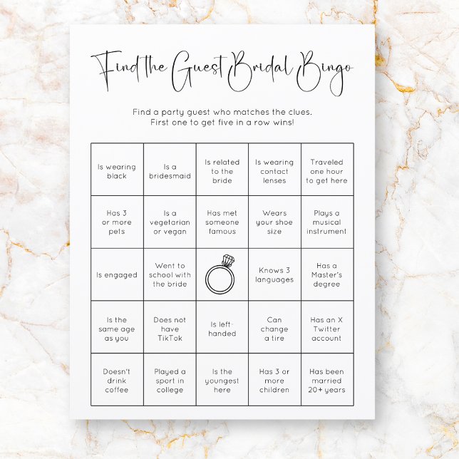 Fête des mariées Moderne Trouvez Le Jeu De Bingo I (Créateur téléchargé)