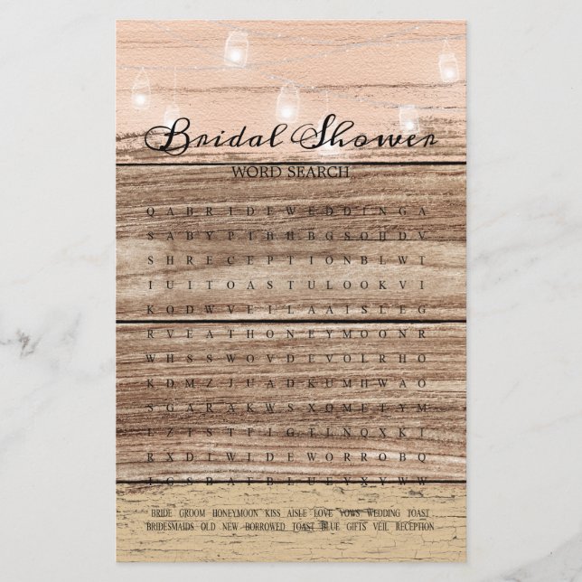 Fête des mariées Mot de jeu Recherche Rustique Lan (Devant)