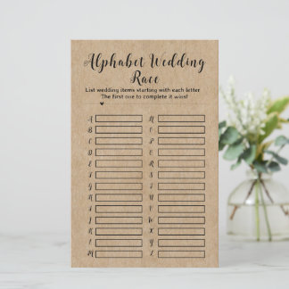 Fête des mariées papier rustique Alphabet Mariage
