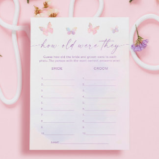 Fête des mariées papillon Guest de l'âge Carte de 