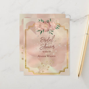 Fête des mariées Pink Satin Roses Gold Frame