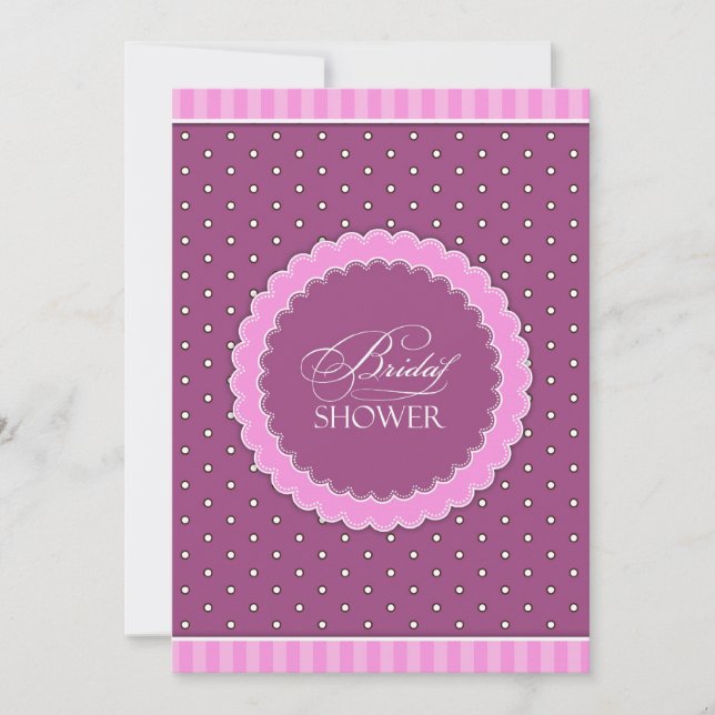 Fête des mariées Polka rose violet plat Invitation (Devant)