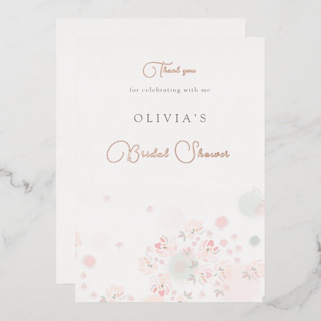 Fête des mariées Rose de thé doux Carte de remerci (Recto/Verso)