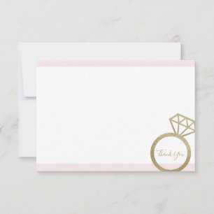 Fête des mariées rose et or Merci Note