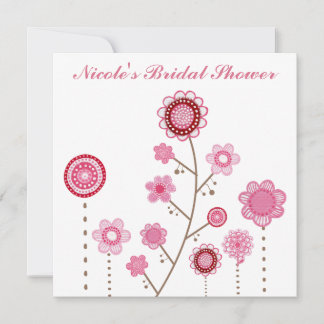 Fête des mariées Rose Floral Girly Invitation